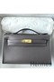 Hermes Kelly Pochette Handmade Bag In Etain Epsom Calfskin Replica