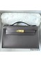 Hermes Kelly Pochette Handmade Bag In Etain Epsom Calfskin Replica