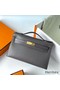 Hermes Kelly Pochette Handmade Bag In Etain Epsom Calfskin Replica