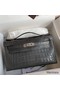 Hermes Kelly Pochette Handmade Bag In Graphite Matte Alligator Leather Replica
