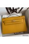Hermes Kelly Pochette Handmade Bag In Jaune Ambre Epsom Calfskin Replica