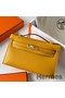 Hermes Kelly Pochette Handmade Bag In Jaune Ambre Swift Calfskin Replica