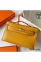 Hermes Kelly Pochette Handmade Bag In Jaune Ambre Swift Calfskin Replica