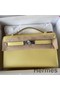 Hermes Kelly Pochette Handmade Bag In Jaune Poussin Epsom Calfskin Replica