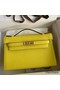 Hermes Kelly Pochette Handmade Bag In Lime Epsom Calfskin Replica