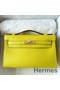 Hermes Kelly Pochette Handmade Bag In Lime Swift Calfskin Replica