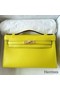 Hermes Kelly Pochette Handmade Bag In Lime Swift Calfskin Replica
