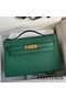 Hermes Kelly Pochette Handmade Bag In Malachite Epsom Calfskin Replica