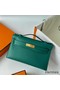 Hermes Kelly Pochette Handmade Bag In Malachite Swift Calfskin Replica