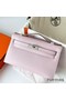 Hermes Kelly Pochette Handmade Bag In Mauve Pale Swift Calfskin Replica