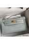 Hermes Kelly Pochette Handmade Bag In Pearl Grey Matte Alligator Leather Replica