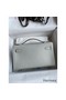 Hermes Kelly Pochette Handmade Bag In Pearl Grey Swift Calfskin Replica
