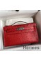 Hermes Kelly Pochette Handmade Bag In Red Ostrich Leather Replica