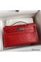 Hermes Kelly Pochette Handmade Bag In Red Ostrich Leather Replica