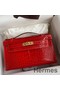 Hermes Kelly Pochette Handmade Bag In Red Shiny Alligator Leather Replica