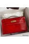 Hermes Kelly Pochette Handmade Bag In Red Shiny Alligator Leather Replica