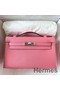 Hermes Kelly Pochette Handmade Bag In Rose Confetti Epsom Calfskin Replica
