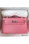 Hermes Kelly Pochette Handmade Bag In Rose Confetti Epsom Calfskin Replica