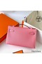 Hermes Kelly Pochette Handmade Bag In Rose Confetti Epsom Calfskin Replica