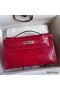 Hermes Kelly Pochette Handmade Bag In Rose Extreme Shiny Alligator Leather Replica