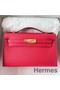 Hermes Kelly Pochette Handmade Bag In Rose Japour Epsom Calfskin Replica