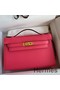 Hermes Kelly Pochette Handmade Bag In Rose Lipstick Epsom Calfskin Replica