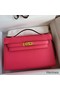 Hermes Kelly Pochette Handmade Bag In Rose Lipstick Epsom Calfskin Replica