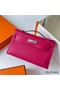 Hermes Kelly Pochette Handmade Bag In Rose Mexico Chevre Mysore Leather Replica