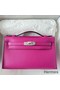 Hermes Kelly Pochette Handmade Bag In Rose Purple Epsom Calfskin Replica
