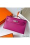 Hermes Kelly Pochette Handmade Bag In Rose Purple Epsom Calfskin Replica