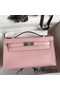 Hermes Kelly Pochette Handmade Bag In Rose Sakura Swift Calfskin Replica
