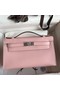 Hermes Kelly Pochette Handmade Bag In Rose Sakura Swift Calfskin Replica
