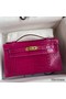 Hermes Kelly Pochette Handmade Bag In Rose Scheherazade Shiny Alligator Leather Replica