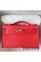 Hermes Kelly Pochette Handmade Bag In Rose Texas Epsom Calfskin Replica