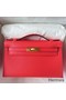 Hermes Kelly Pochette Handmade Bag In Rose Texas Epsom Calfskin Replica