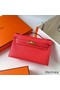 Hermes Kelly Pochette Handmade Bag In Rose Texas Epsom Calfskin Replica