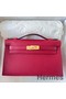 Hermes Kelly Pochette Handmade Bag In Rouge Grenat Epsom Calfskin Replica