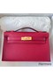 Hermes Kelly Pochette Handmade Bag In Rouge Grenat Epsom Calfskin Replica