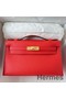 Hermes Kelly Pochette Handmade Bag In Rouge Piment Epsom Calfskin Replica