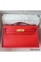 Hermes Kelly Pochette Handmade Bag In Rouge Piment Epsom Calfskin Replica