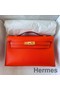 Hermes Kelly Pochette Handmade Bag In Rouge Piment Swift Calfskin Replica