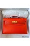 Hermes Kelly Pochette Handmade Bag In Rouge Piment Swift Calfskin Replica