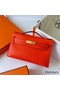 Hermes Kelly Pochette Handmade Bag In Rouge Piment Swift Calfskin Replica