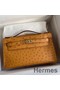 Hermes Kelly Pochette Handmade Bag In Sesame Ostrich Leather Replica