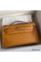 Hermes Kelly Pochette Handmade Bag In Sesame Ostrich Leather Replica