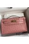 Hermes Kelly Pochette Handmade Bag In Terre Cuite Ostrich Leather Replica