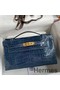 Hermes Kelly Pochette Handmade Bag In Vert Bosphore Shiny Alligator Leather Replica