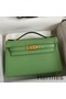 Hermes Kelly Pochette Handmade Bag In Vert Criquet Epsom Calfskin Replica