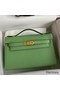 Hermes Kelly Pochette Handmade Bag In Vert Criquet Epsom Calfskin Replica