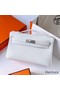 Hermes Kelly Pochette Handmade Bag In White Swift Calfskin Replica